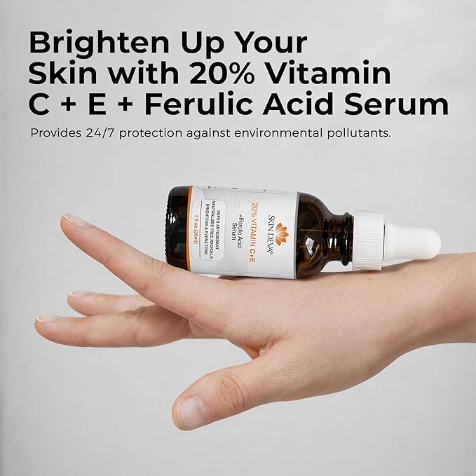Skin Deva 20% Vitamin C Serum Anti Aging Face Serum with Hyaluronic Acid & Vitamin E – Brightening Formula for Improving Appearance of Dark Spots, Fine Lines & Wrinkles – All Skin Types, Pack of 2