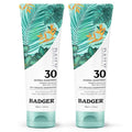 Badger Mineral Daily Sunscreen with Zinc Oxide, SPF 30, Lightweight & Easy to Apply w/No White Cast, Moisturizing Organic Sunscreen, Reef Safe, Vegan, Unscented, 4 fl oz, 2-Pack