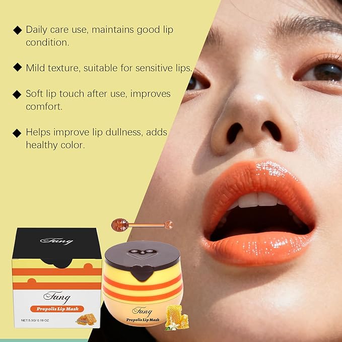Lip Mask for Overnight Repair - Hydrating Lip Sleeping Mask with Vitamin E & Coconut Extract - Moisturizing Lip Balm Pack for Dry Lips, Non-Sticky Honeybalm Formula (Honey)