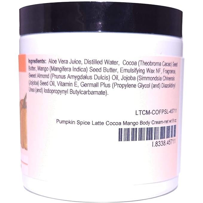 Blossom to Bath Pumpkin Spice Latte Cocoa Mango Body Cream (8 Ounce) - Phthalate Free Fragrance - Feels Like A Lotion And Works Like A Butter with a Warm Vanilla Spice Scent