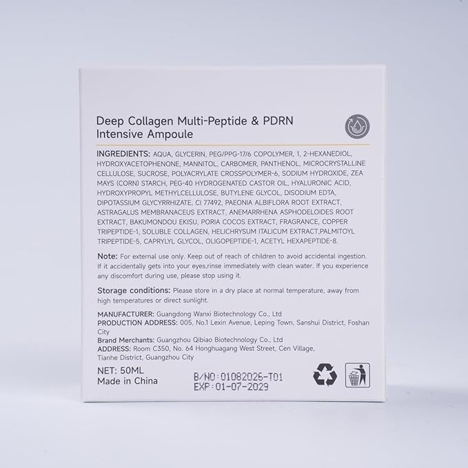 Silk Peptide Intensive Lifting Ampoule - Deep Collagen Multi Peptide Serum Korean Anti Aging Serum with PDRN for Face Tightening, Lifting, Smoothing, Hydrating