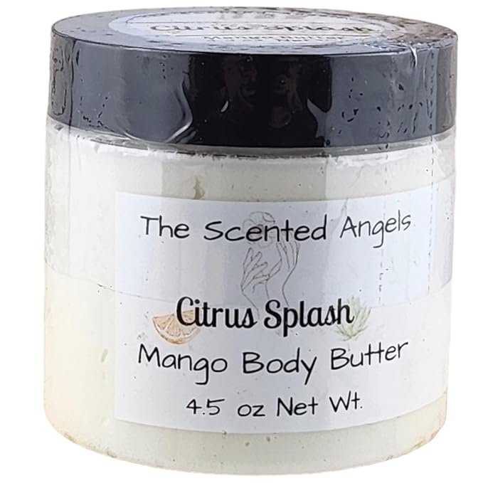 TSA Handmade Whipped Mango Citrus Splash Body Butter Cream, Luxury Body Lotion for Dry Skin, Daily Moisturizing Shea Butter, Sunflower Oil, Women, Men, Teens, 4.5 oz Jar (Citrus Splash, 4.5 oz)