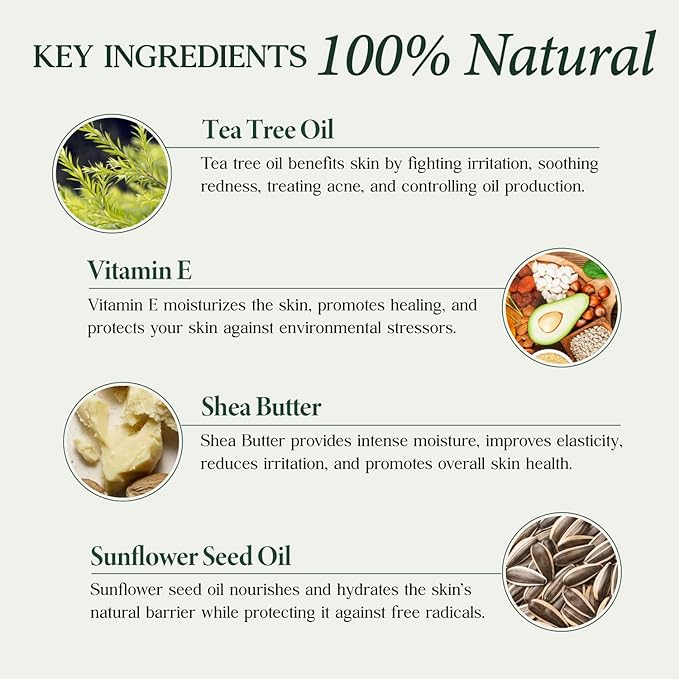 Clara's New York Tea Tree & Vitamin E Facial Oil Serum – Lightweight, Hydrating, Calming Skin for All Types – 30ml / 1 Fl Oz