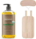 Majestic Pure Organic Castor Oil 8 Fl Oz with Reusable Wraps- 100% Pure and Natural- Cold Pressed & Hexane Free Natural Hair Growth Oil for Eyelashes, Eyebrows, Skin, Body, Face, Nails & Scalp