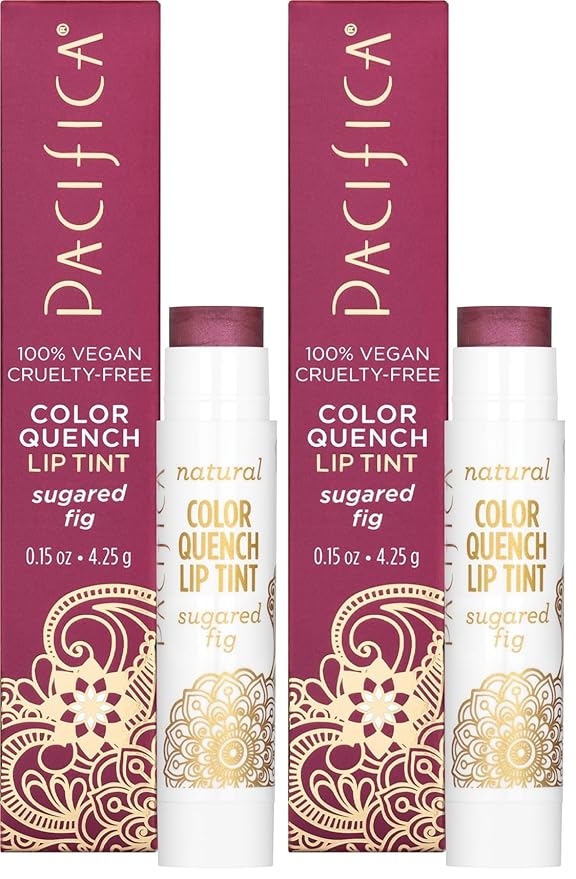 Pacifica Tinted Lip Balm – Color Quench Hydrating Flavored Lip Balm -Sugared Fig Flavor - Red Pink -w/Coconut Oil & Cocoa Butter Natural Clean Beauty Vegan & Dermatologist Tested (Pack of 2)