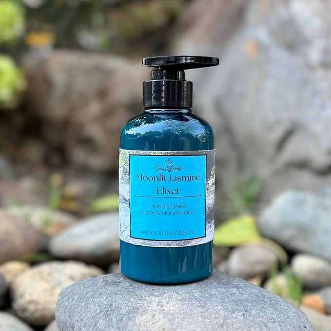 PJ's Moonlit Jasmine Elixer Handcrafted Luxury Body Lotion – Moisturizing, Non-Greasy Skincare with Natural Ingredients, Paraben-Free & Cruelty-Free, 10 oz