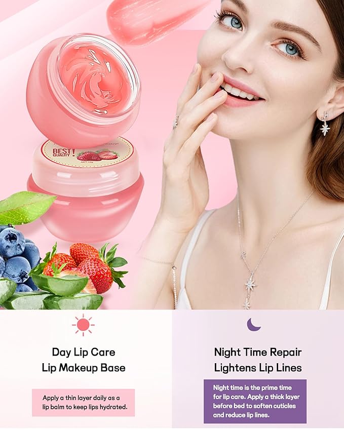 Lip Sleeping Mask Set-6 Pcs Lip Balm Hydrating Lip Mask Overnight Lip Treatment Care For Dry Cracked Lips,Day &Night Moisturize &Nourish Korean Lip Gloss For Women Improve Lip Color With Shea Butter