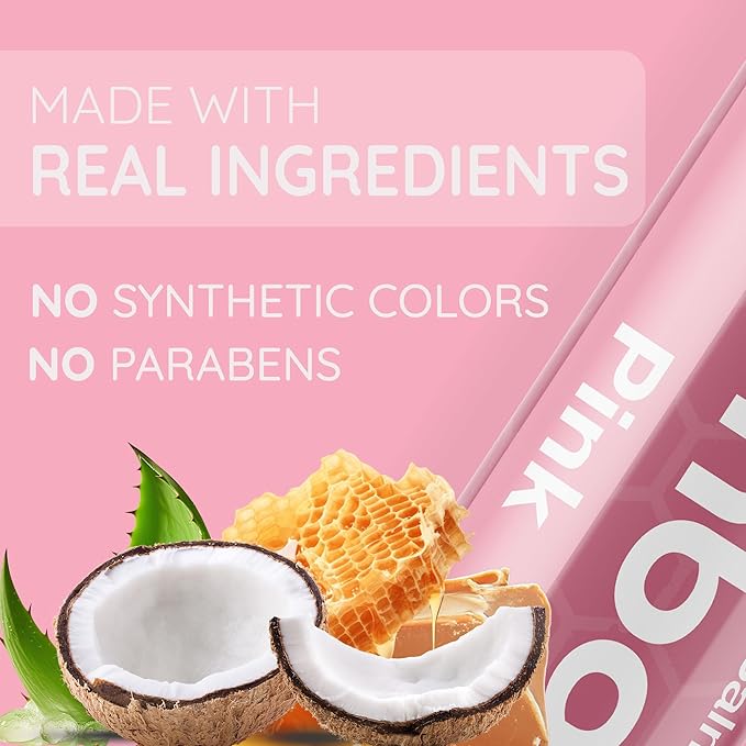 Tinted Lip Balm Pink - Bambalo 4-Pack Hydrating Moisturizing Care - Soft Rosy Tint - Natural Organic Formula - Everyday Wear, Smooth Color - Made in USA