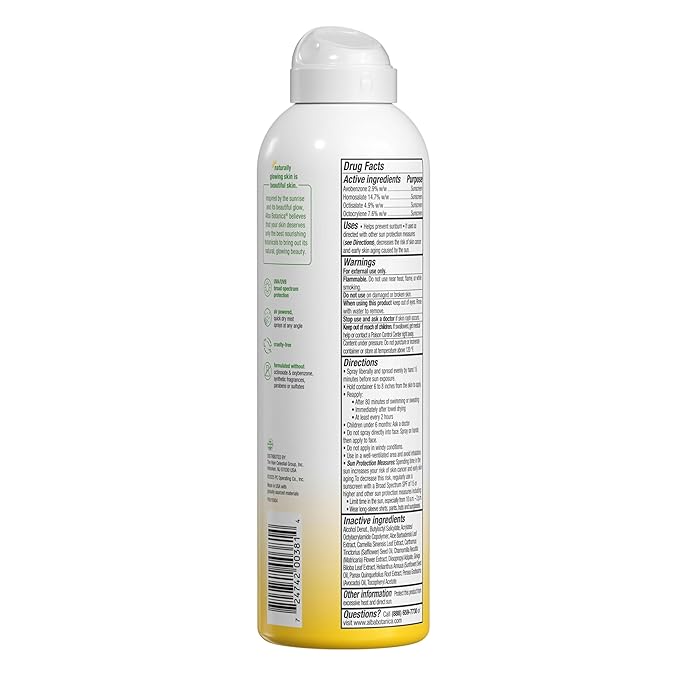 Alba Botanica Sensitive Sunscreen Spray for Face and Body, Fragrance-Free, Broad Spectrum SPF 50, Water Resistant, 5 fl. oz. Bottle