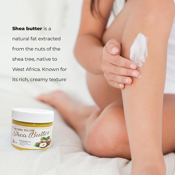Raw African Shea Butter Travel Size – 2 oz Pure Unrefined Shea Butter for Skin, Hair & Face – Traditional – Plant-Based Body Cream for Dry, Rough Areas - Yellow