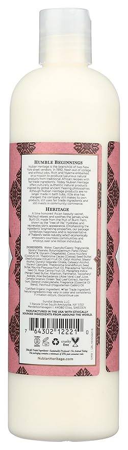 Nubian Heritage Body Lotion with Shea Butter and Rose Hips Lotion PATCHOULI & BURITI,13 fl oz