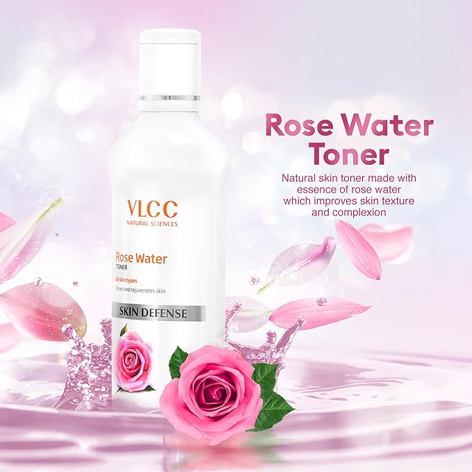 VLCC Rose Water Toner - Hydrating and Soothing Face Toner - Refreshing and Nourishing Skin Care with Rose Oil and Aloe Vera - 3.38 oz