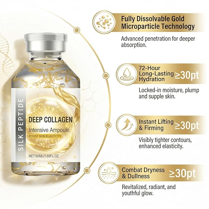 2PCS Silk Peptide Intensive Lifting Ampoule,Facial Serum with Deep Collagen & Silk Peptides