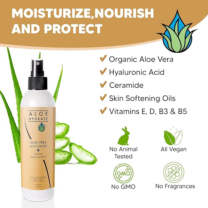 Body Lotion Spray – Oasis of Moisture Hydrates, Restores, Softens & Protects. Non-Greasy Moisturizer, Body Cream & Hand Lotion – Aloe vera, Hyaluronic acid, Ceramide, Vitamins & Prebiotics