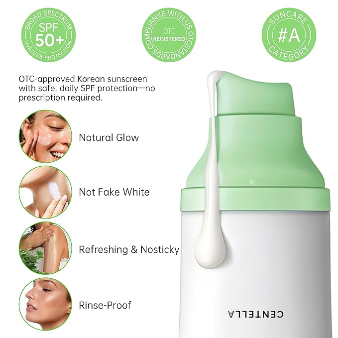 Tinted Sunscreen for Face & Body – Madagascar Centella SPF 50+, Mineral with Tinted Moisturizer, Hyaluronic Acid & Niacinamide, Lightweight Korean Skin Care Sunblock, 50ml