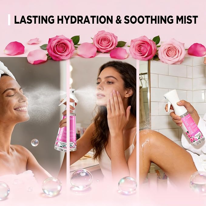 Rose Water Spray for Face & Hair - 10 Fl Oz Hydrating Face Mist for All Skin Types - Refreshing Rose Toner for Face, Skin & Hair Care, Alcohol-Free & Gentle Formula
