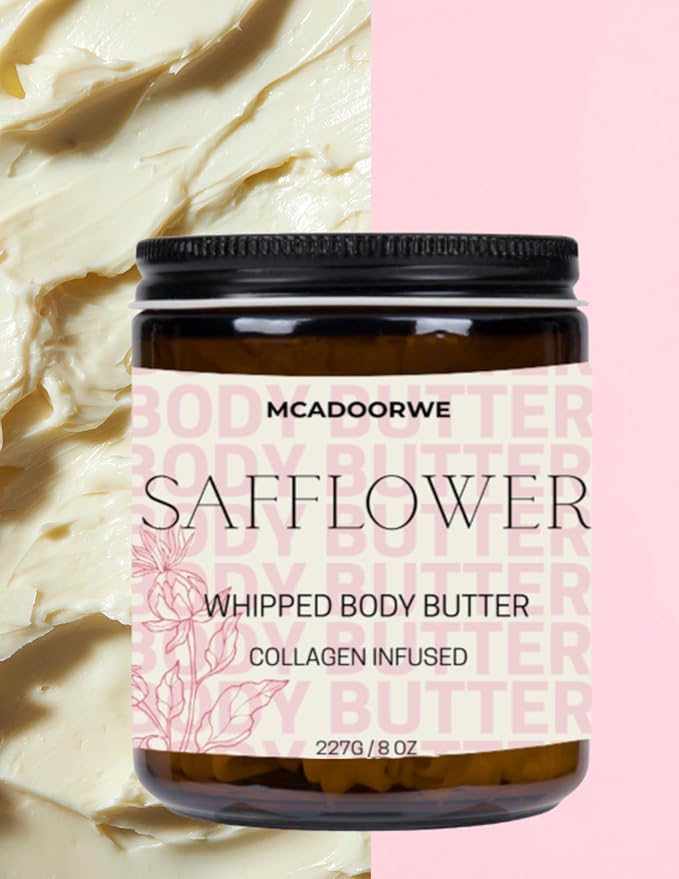 Safflower Whipped Body Butter | Handcrafted Organic Shea and Cocoa Butter Blend |8oz|
