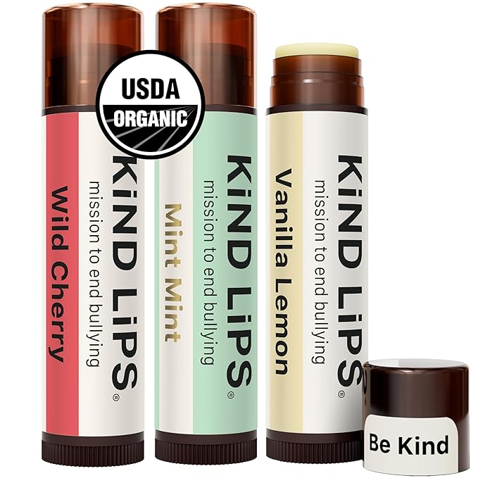 Kind Lips Lip Balm Variety Pack (3 Pack) – Natural Beeswax Lip Balm Set for Dry Lips – Moisturizing Lip Care Gift Set