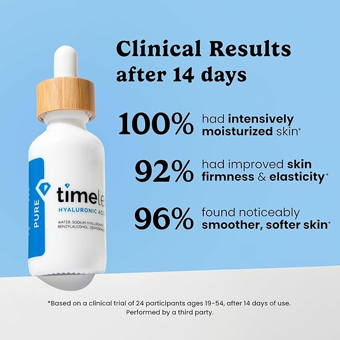 Timeless Skin Care Hyaluronic Acid 100% Pure Serum - Hydrating Face Serum for Personal Care - Fragrance-Free - Hyaluronic Acid - for Skin Care - 1 oz