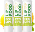 Eco Lips Lip Food - Nutrient Dense & Organic Lip Balm (Nourish), Lemon Spirulina Flavor 3-pack