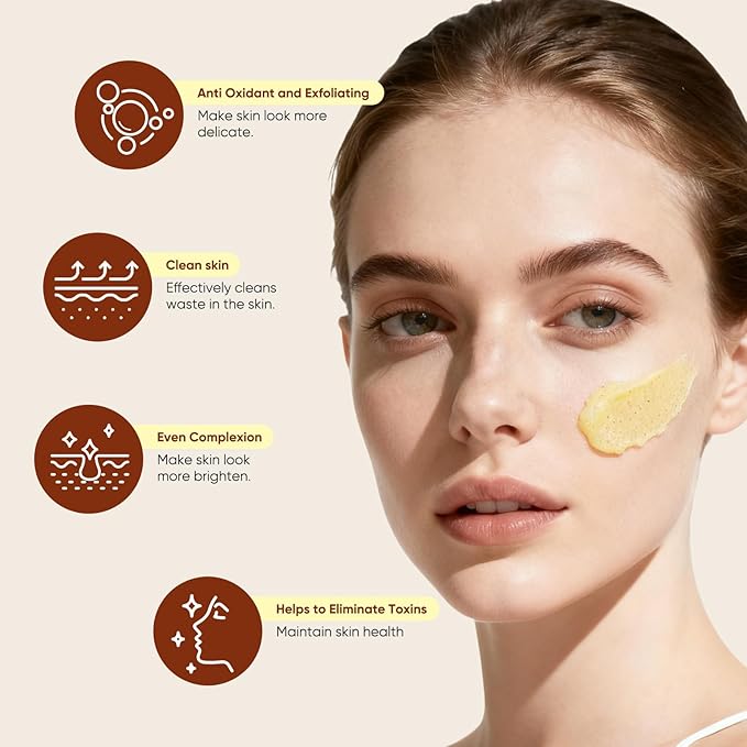 Facial Scrub, Exfoliating Turmeric Scrub and Skin Exfoliator, Deep Cleansing Face Wash Cleanser for Women, Glow Skin Face Scrub for Moisturizing, Nourishes, Dark Spots