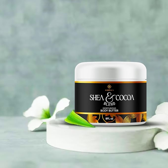 Body Butter Moisturizer- Made with Organic Shea, Cocoa & Almond Oil for All Skin Types. Intense hydration for Dry Skin, Non-Greasy, Sulfate Free and Paraben Free - 8 oz