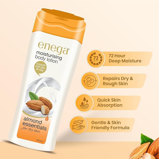 Almond Moisturising Body Lotion for Dry Skin 100 ML, (3.38 Ounce), Winter Essential Body Lotion, Almond Oil Skin Smooth and Deep Nourishing
