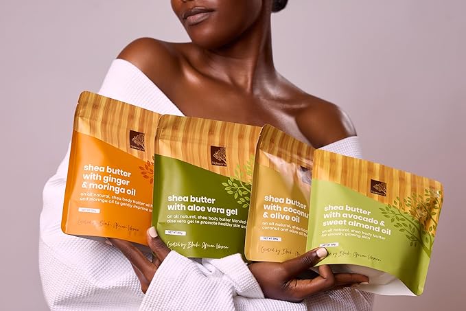 Raw Shea Butter with Coconut & Olive Oil - Vanilla & Coconut Scent. 100% Natural Whipped Ghana Shea Butter for Dry Skin, Hair & Body – Pure, Handmade, Vegan, Eco-friendly, Skincare - 350g