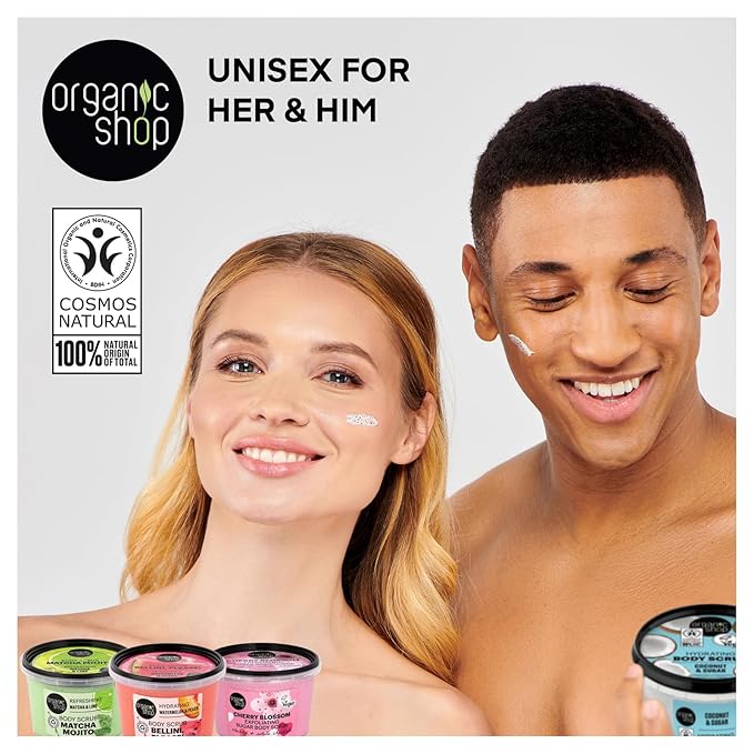 Organic Shop Eucalyptus & Blackcurrant, Sugar Softening & Exfoliating Body Scrub, 100% Vegan & Organic, Daily Exfoliant, Detox & Moisturizer, Body Intensive Care & Skin Toning. 250ml.