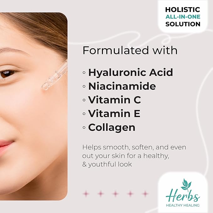 Holistic Facial Serum – Hydrating Value Pack 1.69 Fl Oz with Hyaluronic Acid 10%, Niacinamide 5%, Vitamin C & E, Collagen – Multi-Depth Moisturizing & Plumping Serum for Smooth, Radiant Skin