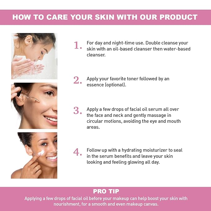 CLARA'S NEW YORK Natural Glowing Facial Serum Duo (Natural 100% Rosehip Oil serum 30ml & Natural 94% Vitamin C Face Serum 30ml) with Niacinamide and Hyaluronic Acid, Vitamin E Made in USA