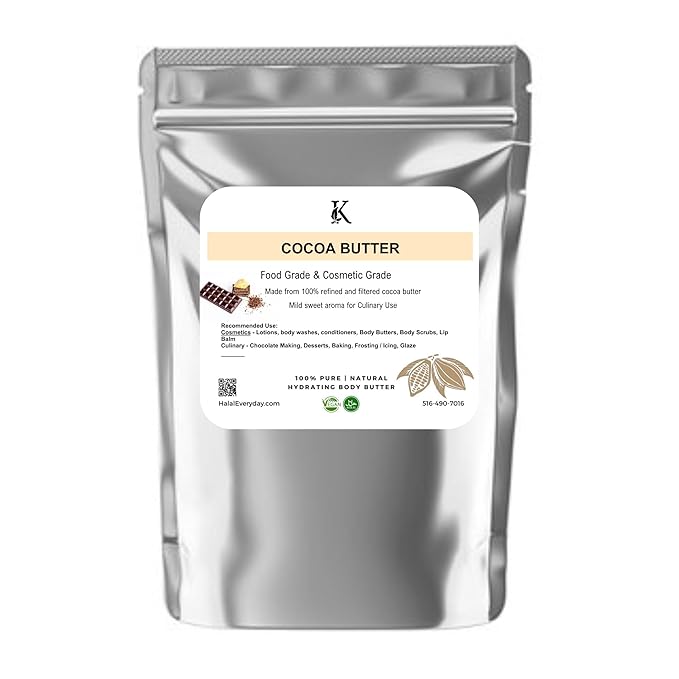 Kyabo Organics Cocoa Butter for Cooking, Skin care 2lb / 32oz Bag | Sweet Aroma | Food Grade and Cosmetic Grade | With out strong Cocoa Smell
