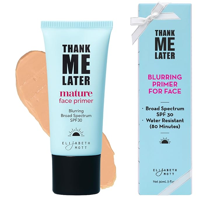 Elizabeth Mott Thank Me Later Blurring Face Primer SPF 30 – Lightweight, Hydrating Makeup Primer - Smooths Fine Lines & Wrinkles for a Soft-Focus Finish – Mineral-Based, Cruelty-Free Formula – 30g