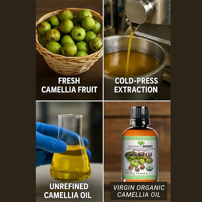Pure Carrier and Essential Oils for Skin Care, Hair, Body Moisturizer for Face-Anti Aging Skin Care (Camellia Oil Organic, 4oz)
