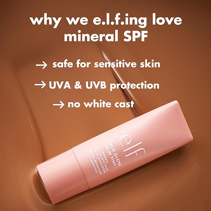 e.l.f. Halo Glow Skin Tint SPF 50, Tinted Moisturizer For Light, Buildable Coverage, Creates A Natural Glow, Vegan & Cruelty-Free, 6 Light Cool