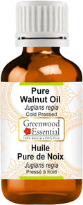 Greenwood Essential Walnut Oil (Juglans regia) | Cold Pressed | Natural | Undiluted | for Diluting Essential Oils | for Skin & Massage | Men & Women | 30ml (1 oz)