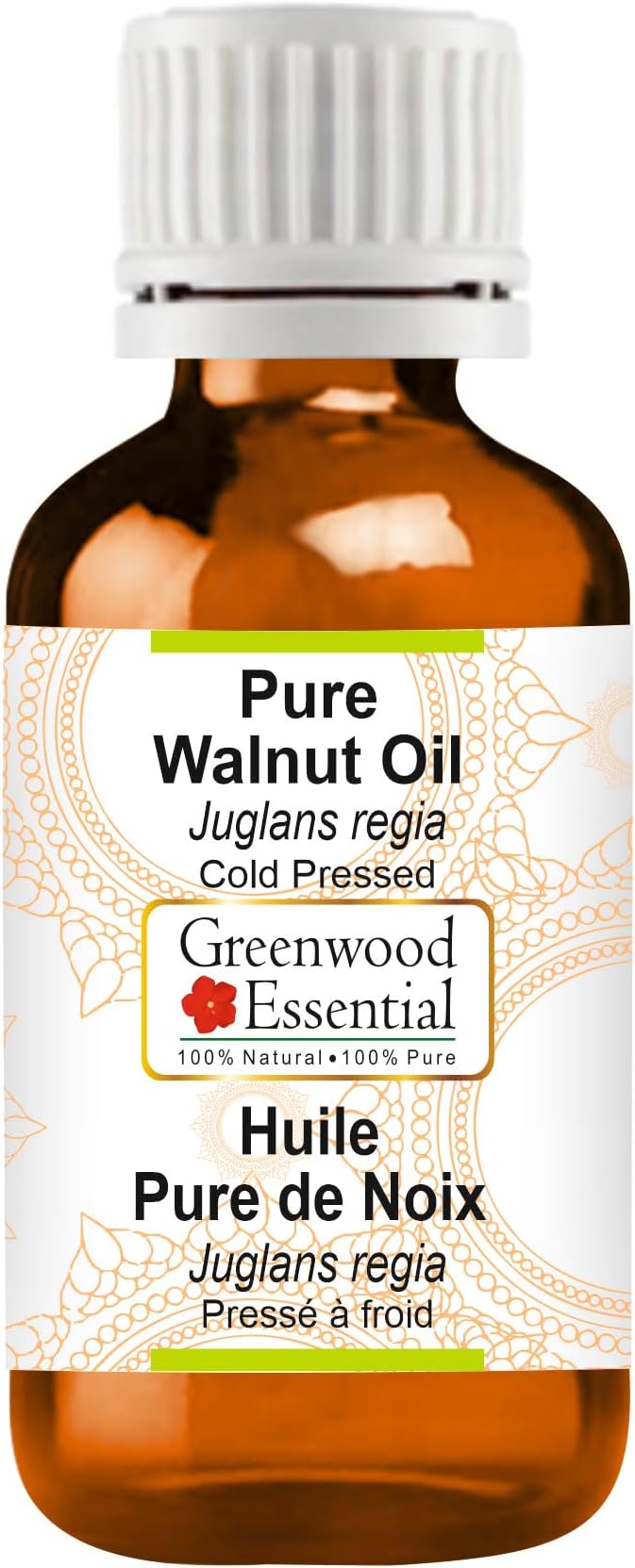 Greenwood Essential Walnut Oil (Juglans regia) | Cold Pressed | Natural | Undiluted | for Diluting Essential Oils | for Skin & Massage | Men & Women | 30ml (1 oz)