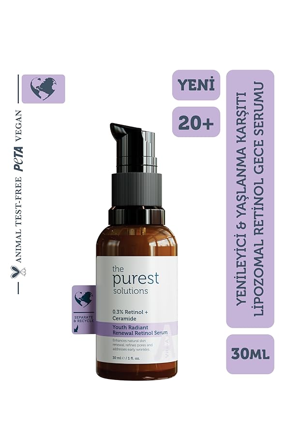 The Purest Solutions Lipozomal Retinol 0.3% Night Serum with Ceramide – Advanced Anti-Aging Facial Serum for Fine Lines, Uneven Tone & Radiant Skin