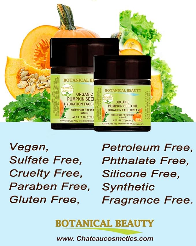 Botanical Beauty PUMPKIN SEED OIL Hydration Face Cream for NORMAL, DRY, SENSITIVE SKIN 2 Fl. oz - 60 ml Hydrating, Moisturizing, Nourishing, Smoothening, Softening
