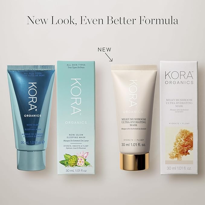 KORA Organics Milky Mushroom Ultra-Hydrating Mask, Overnight Face Mask with Hyaluronic Acid, Aloe & Coconut Milk, Certified Organic, Vegan Skincare, 1.01 fl oz