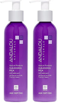 Andalou Naturals Age Defying Apricot Probiotic Cleansing Milk | Gentle Daily Hydrating Face Cleanser For Dry,Dehydrated Skin| With Fruit Stem Cell Complex | 6 fl oz,(Pack of 2)