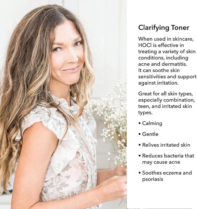 Pretty farm girl Clarifying Facial Toner - Clear & Soothe - HOCL - for Acne and Dermatitis - All Skin Types - Teen & Adult