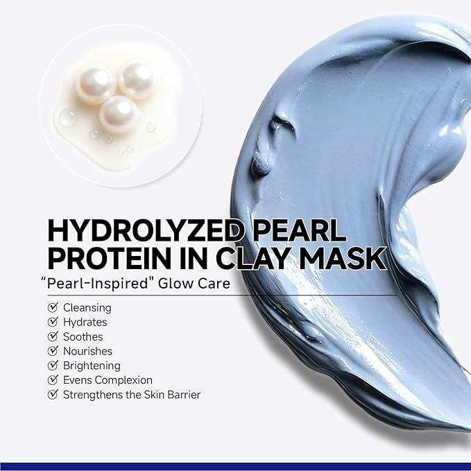 Deep Pore Cleansing Blue Clay Mask for Face, Zero Pore Blackhead Mud Facial Mask with Niacinamide for Even Out, Hydrating Mud Mask with Brush for All Skin Types, 5.3 oz Large Size