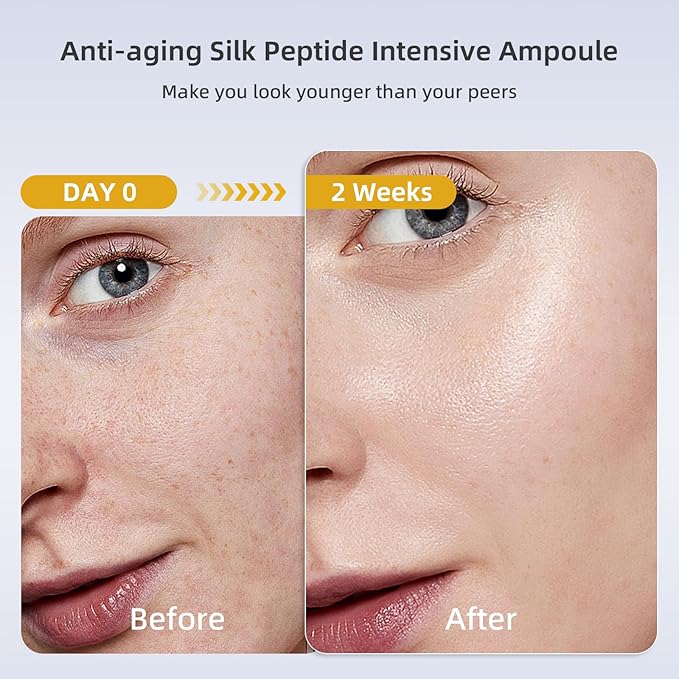 Silk Peptide Intensive Lifting Ampoule, Anti-Aging Hydrating Serum, KOKN™ Complex, Multi Peptide, Collagen, Niacinamide, 4D Hyaluronic Acid Serum for Wrinkles & Fine Lines & Radiance (1.5fl.oz)