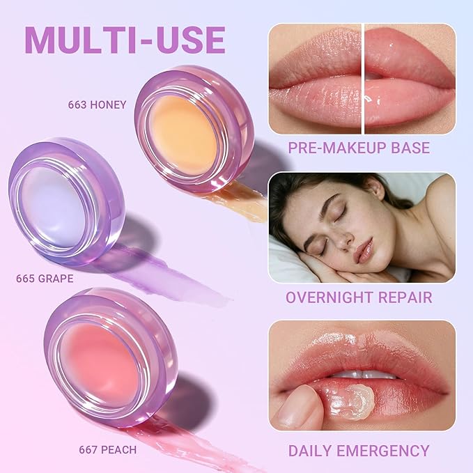 iMethod Lip Mask Overnight - Lip Sleeping Mask for Dry Lips, 8-Hour Hydrating Lip Balm with Hyaluronic Acid, Intense Moisturizing Lip Treatment to Nourish & Repair - Peach