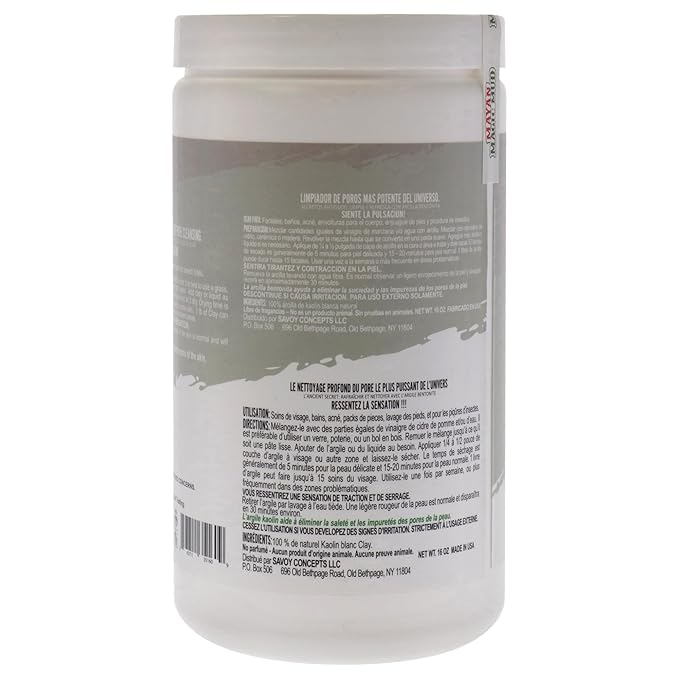 Mayan Magic Mud Powerful Deep Pore Cleansing White Kaolin Clay - Natural Face Mask Peel For Men And Women - USA Made Full Facial Skin Care - Spa Level Beauty Products That Cleanse Skin - 16 Oz