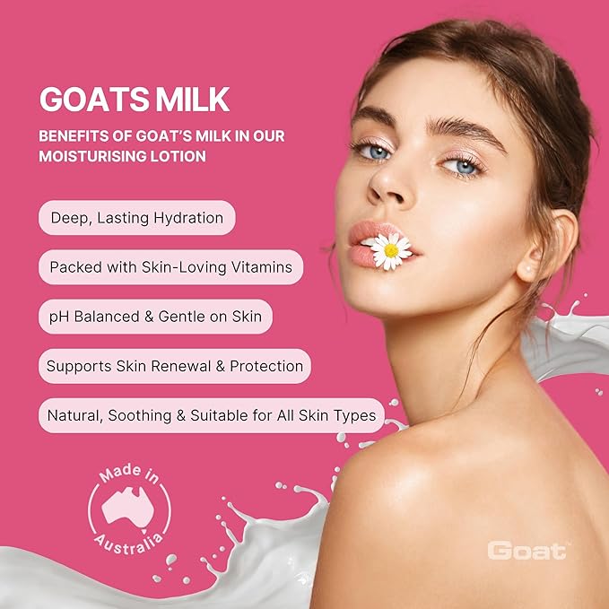 Goat Milk Lotion - Moisturizing - Non Greasy - 17 oz Enriched Milk, Suitable for Dry, Itchy or Sensitive Skin - Made in Australia - Coconut Oil