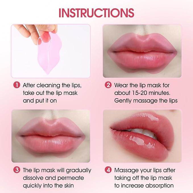 30 pieces of Moisturizing Collagen Crystal Lip Mask - Anti-Ageing & Anti Chapped, Reduce lip Wrinkles, Fade Lip Color, Make Skin Smooth (Gold)