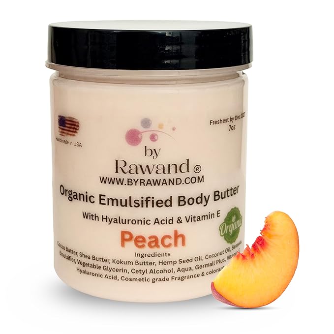 Handmade Luxurious Emulsified Body butter with Shea, Kokum & Cocoa butter based with natural oils - non greasy, moisturizing, Rich (Peach)