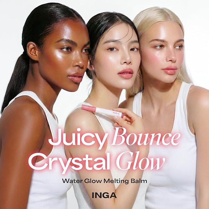 INGA Water Glow Melting Balm - Hydrating Tinted Lip Balm with Soft, Melt-On Texture, Natural Sheer, Glass-Like Finish with Non-Sticky, Lightweight Comfort (PEACH JUICE)